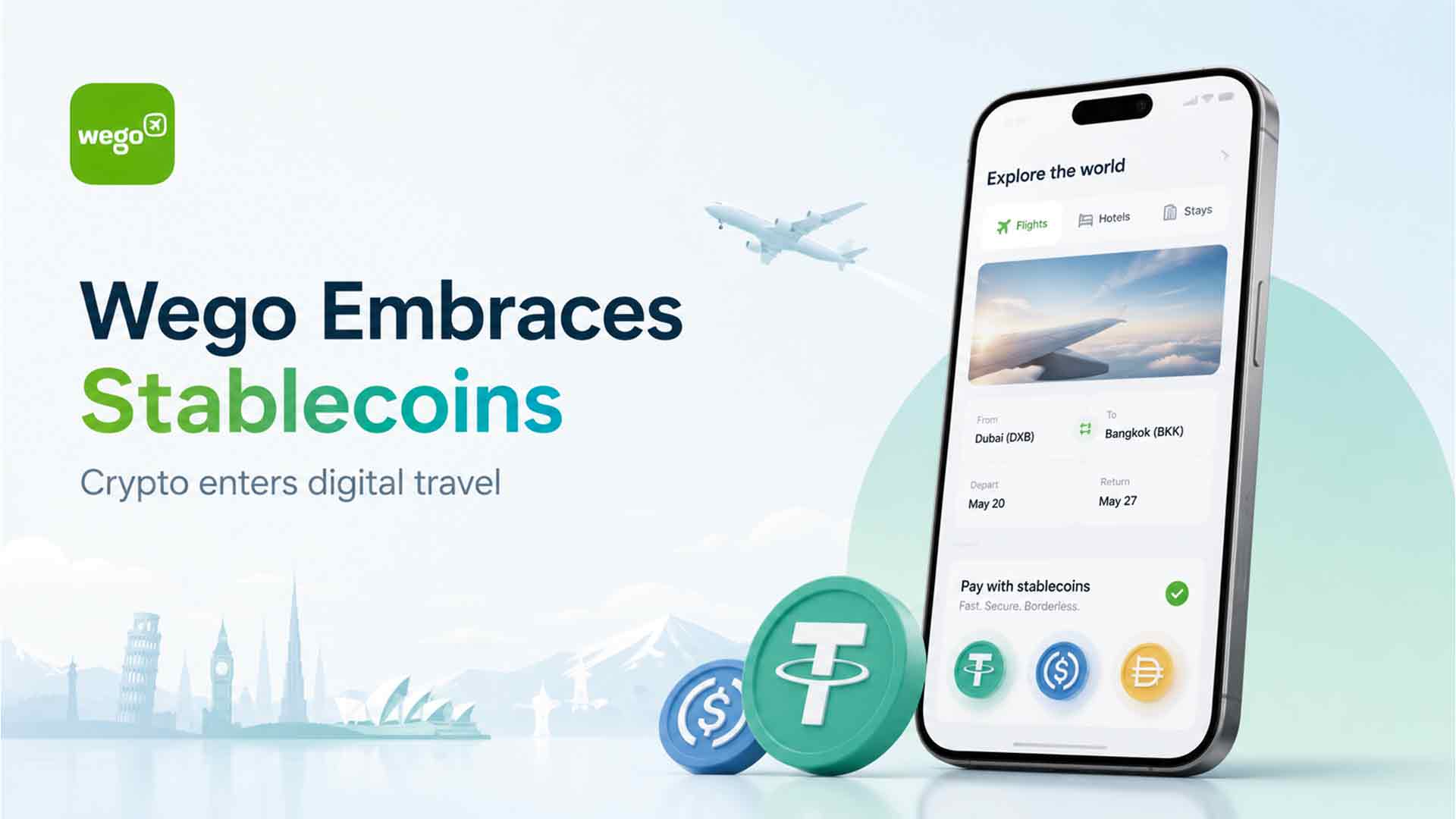 Wego apre ai pagamenti in stablecoin e accelera l’uso delle criptovalute nel turismo digitale