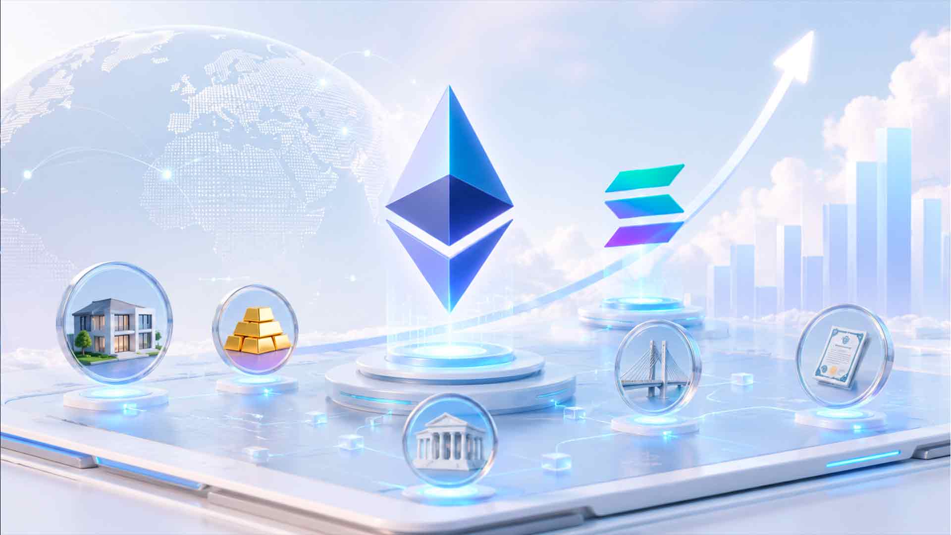 Asset reali tokenizzati in forte crescita tra primato di Ethereum ascesa di Solana e ambizione da mille miliardi